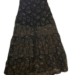 Rachael & Chloe  Whimsigoth Floral Black and Gray silver Women's Maxi Skirt Sz S